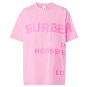 Pink Burberry Womens Logo Print Cotton Tshirt
